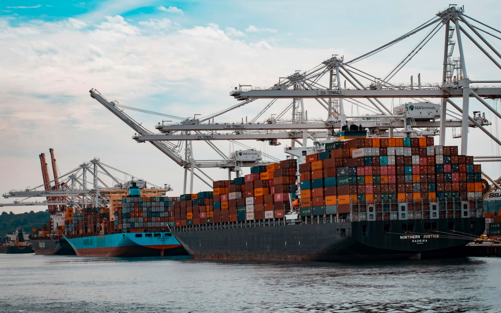 Export containers being loaded at an Indian port